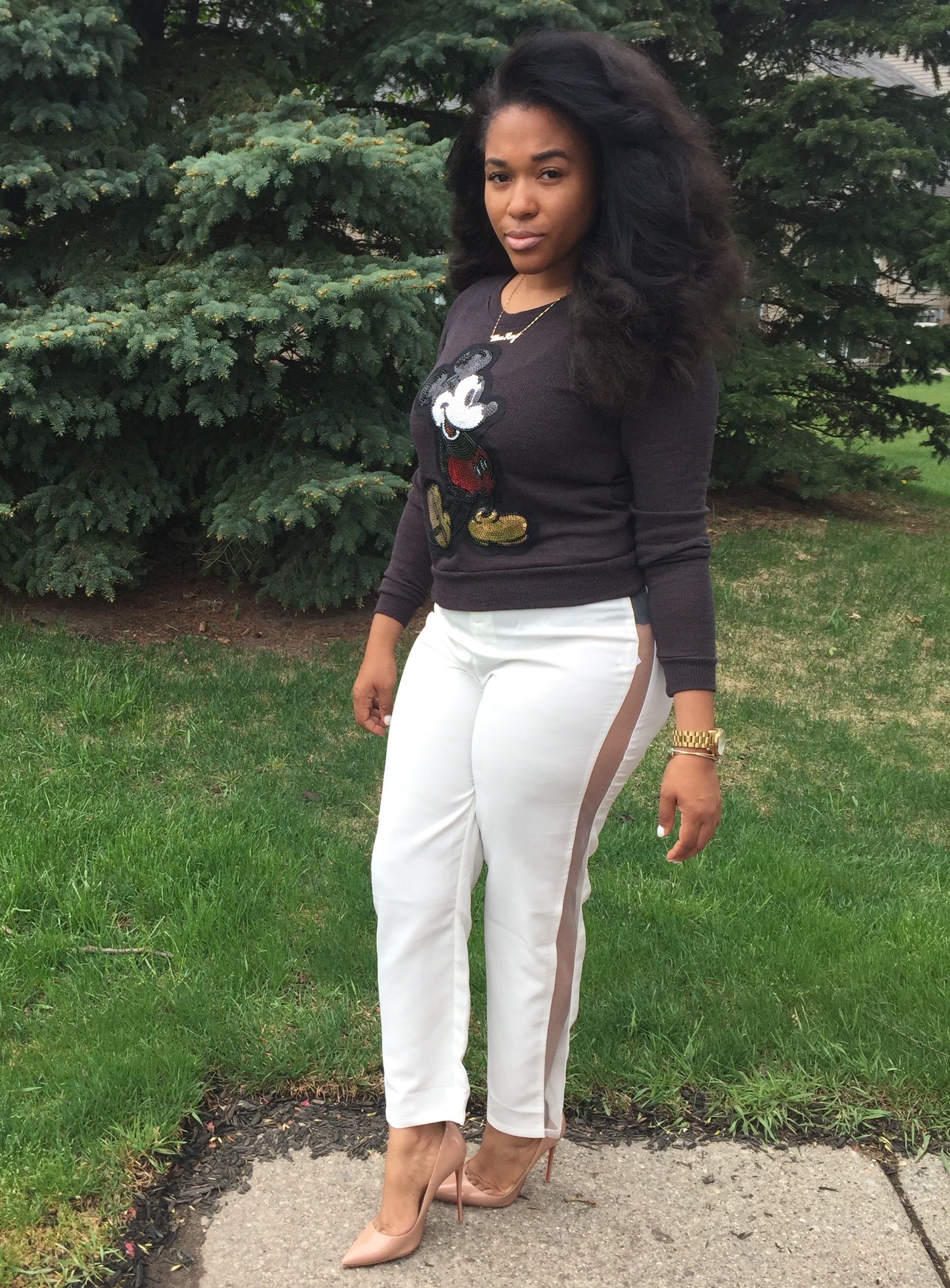 white mesh trousers